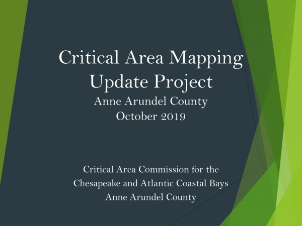 Critical Area Mapping Update Project Anne Arundel County October 2019