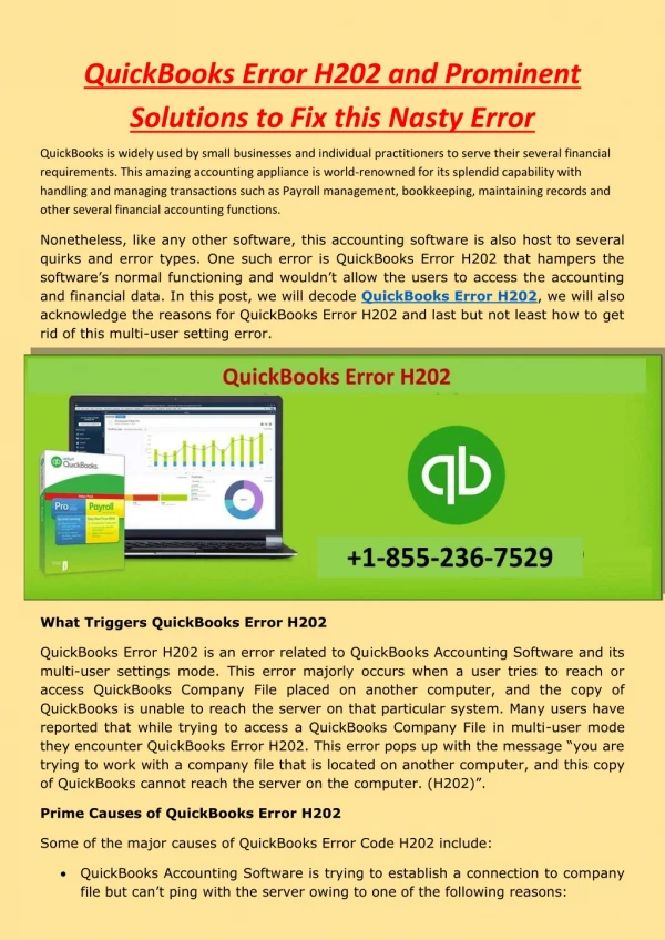QuickBooks Error H202 and Prominent Solutions to Fix this Nasty Error
