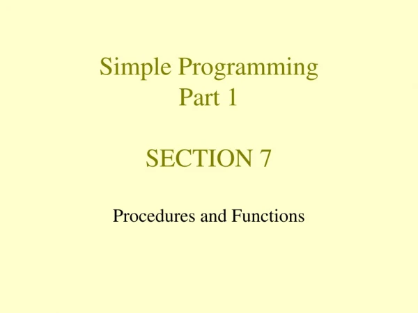 Simple Programming Part 1 SECTION 7