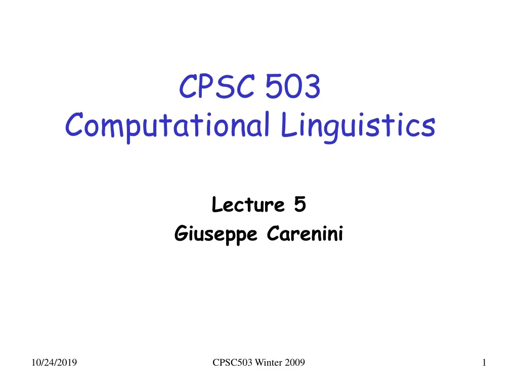 cpsc 503 computational linguistics