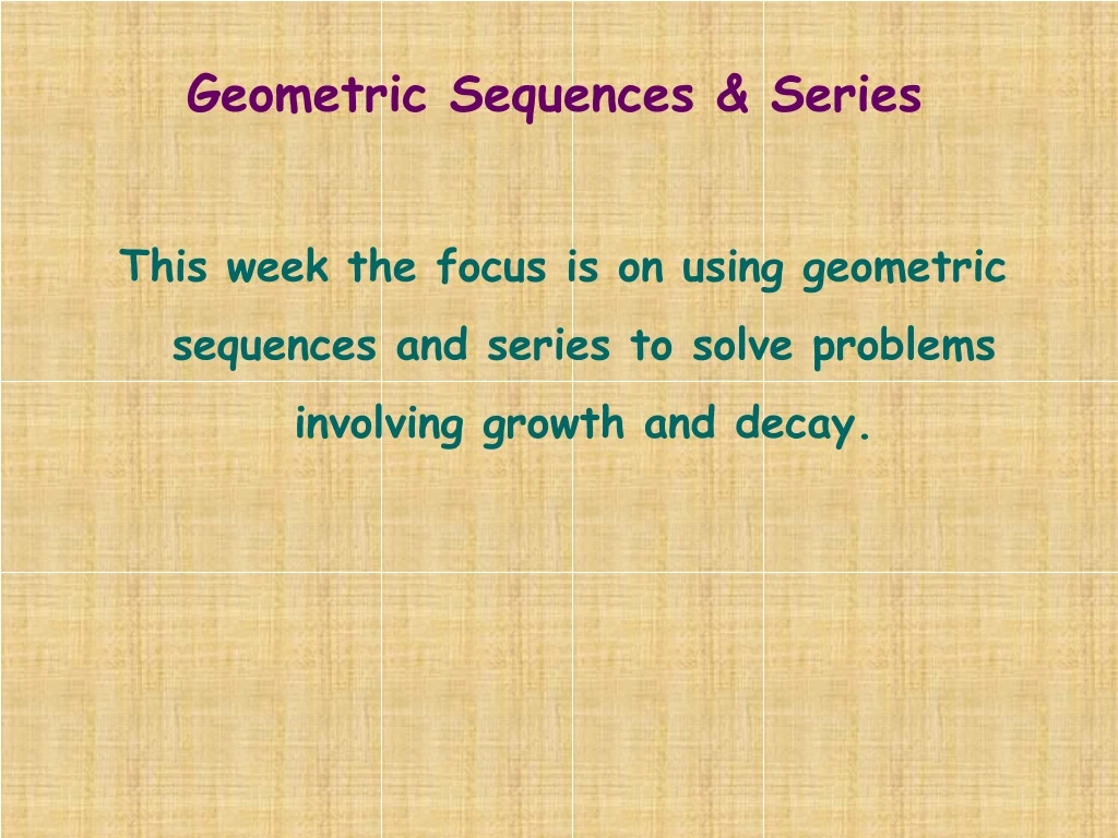 geometric sequences series