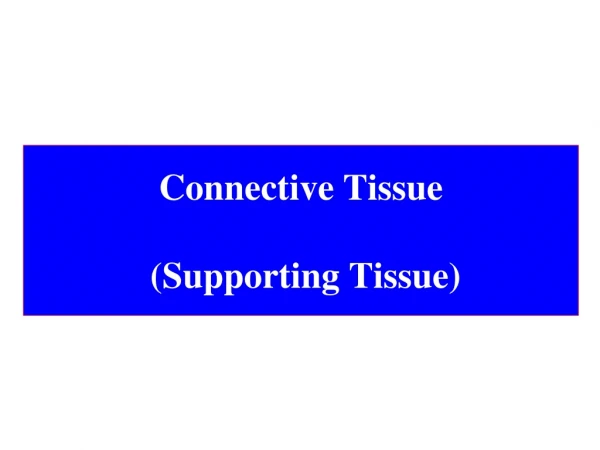 Connective Tissue (Supporting Tissue)