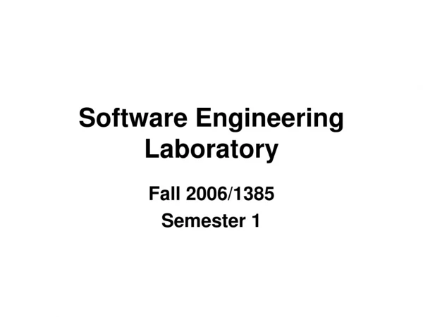 Software Engineering Laboratory