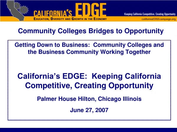 Getting Down to Business: Community Colleges and the Business Community Working Together