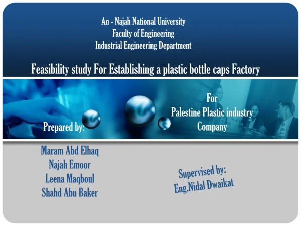 Feasibility study For Establishing a plastic bottle caps Factory