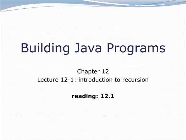 Building Java Programs