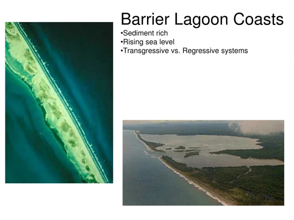Barrier Lagoon Coasts Sediment rich Rising sea level Transgressive vs. Regressive systems