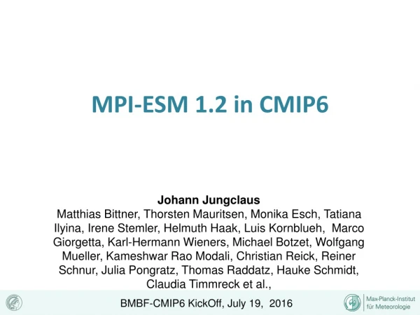 MPI-ESM 1.2 in CMIP6