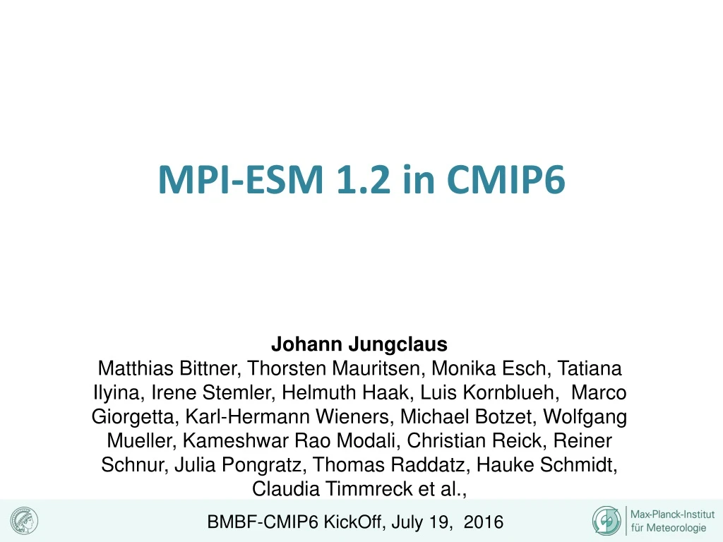 mpi esm 1 2 in cmip6