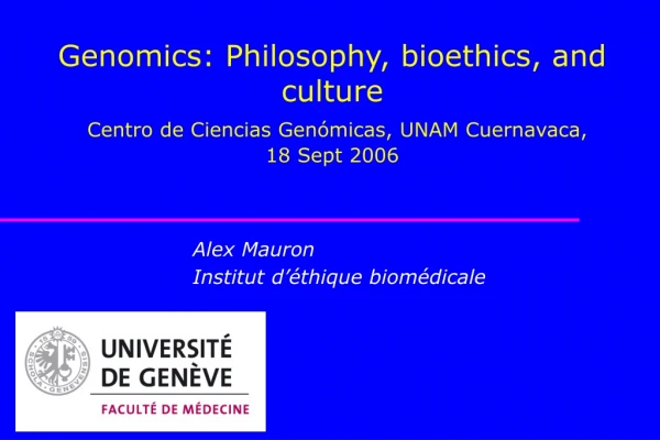 Alex Mauron Institut d’éthique biomédicale