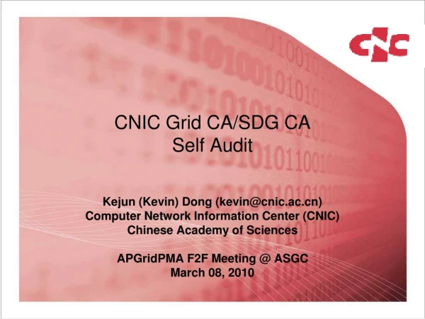 CNIC Grid CA/SDG CA Self Audit