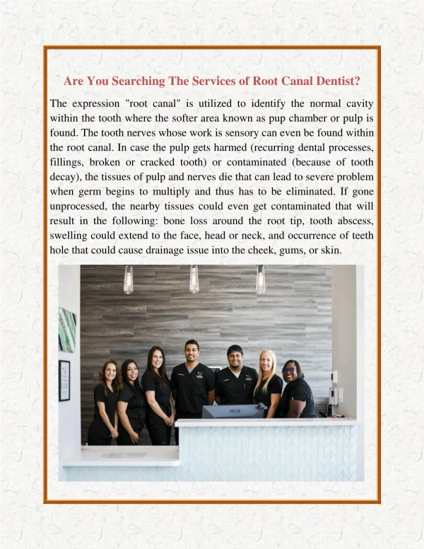 Are You Searching The Services of Root Canal Dentist?
