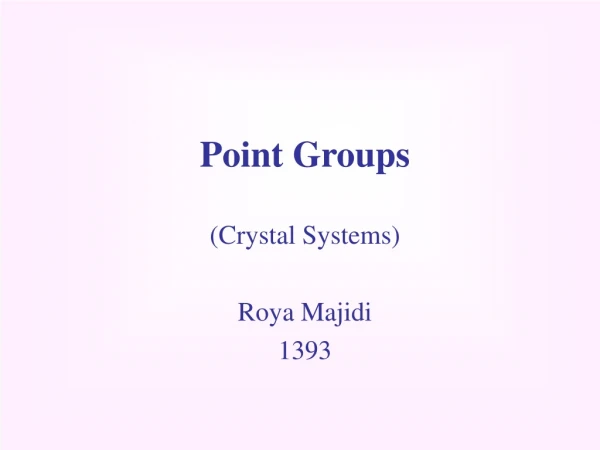 Point Groups