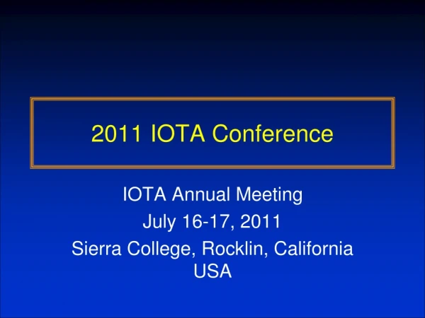 2011 IOTA Conference
