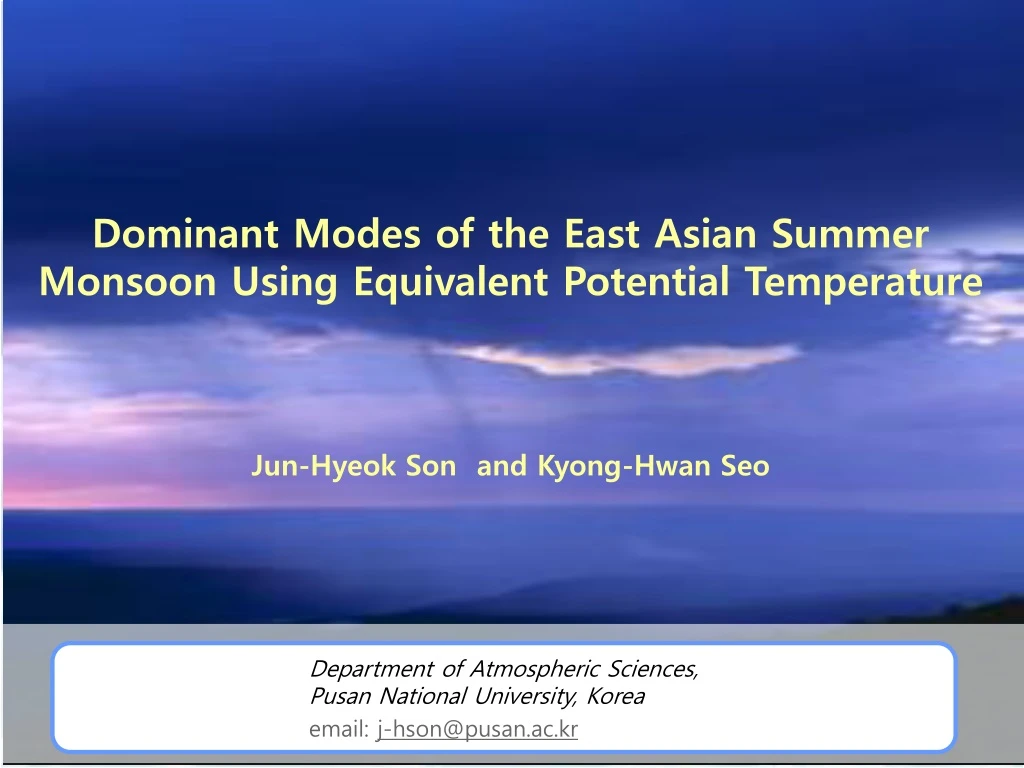 dominant modes of the east asian summer monsoon