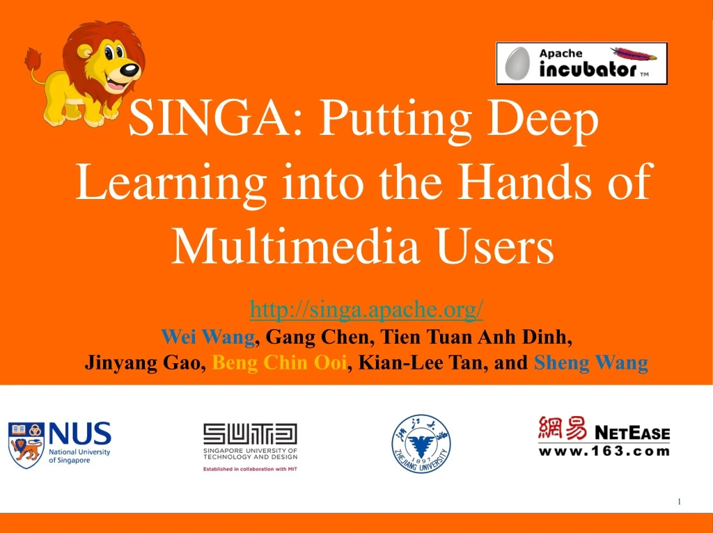 singa putting deep learning into the hands