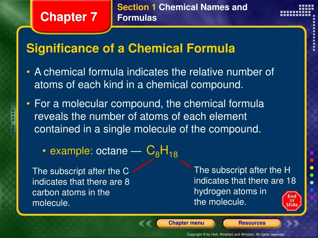 significance of a chemical formula