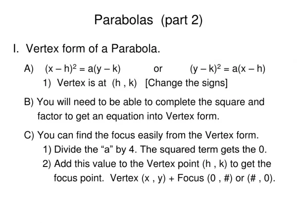 Parabolas (part 2)