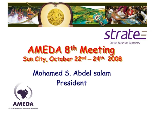 AMEDA 8 th Meeting Sun City, October 22 nd – 24 th 2008