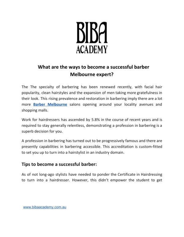 What are the ways to become a successful barber Melbourne expert?