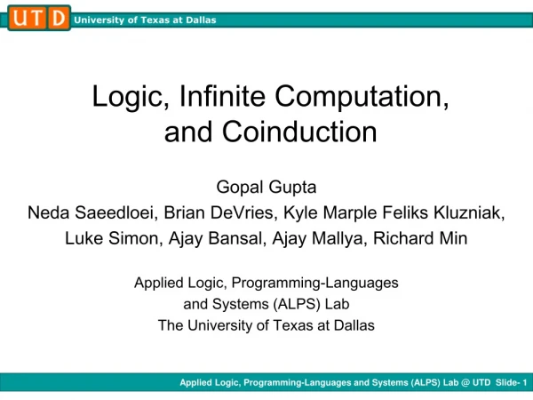 Logic, Infinite Computation, and Coinduction