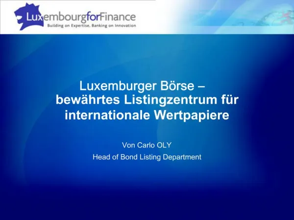 Luxemburger B rse bew hrtes Listingzentrum f r internationale Wertpapiere
