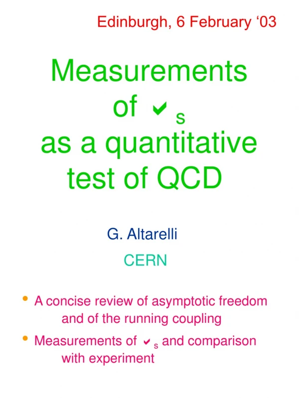 Measurements of a s as a quantitative test of QCD