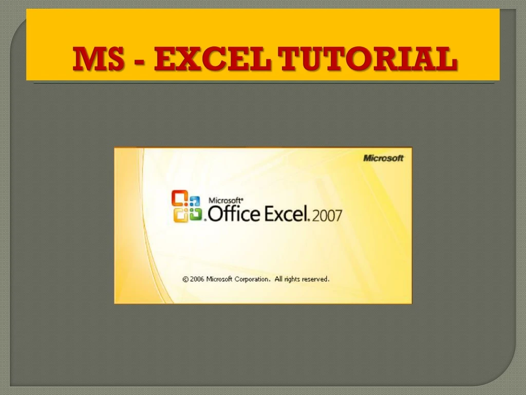 ms excel tutorial