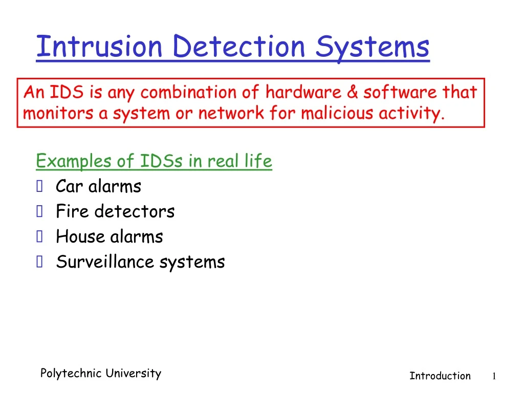 intrusion detection systems