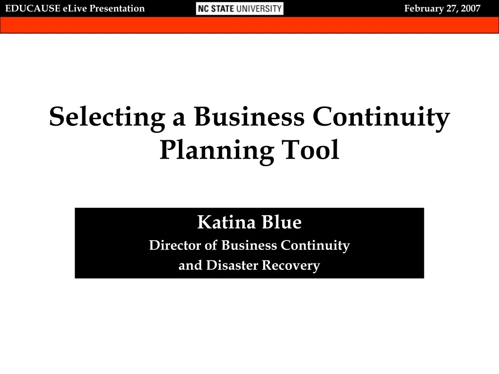 selecting a business continuity planning tool