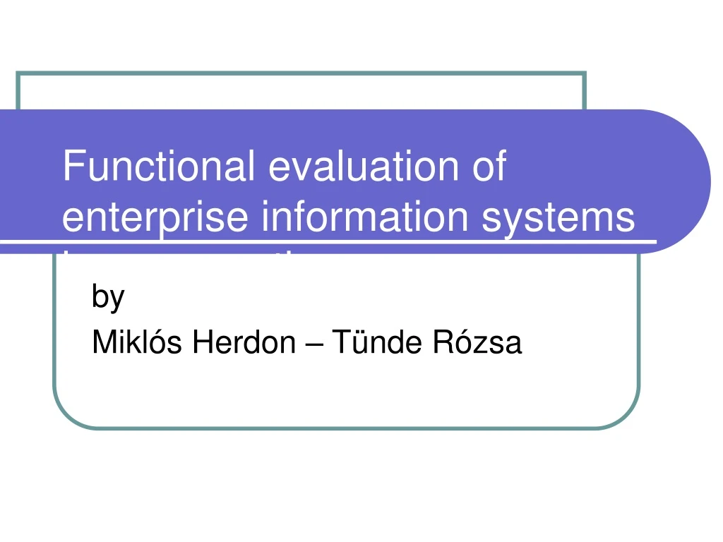 functional evaluation of enterprise information systems in co operatives