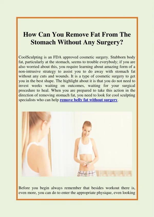 How Can You Remove Fat From The Stomach Without Any Surgery?