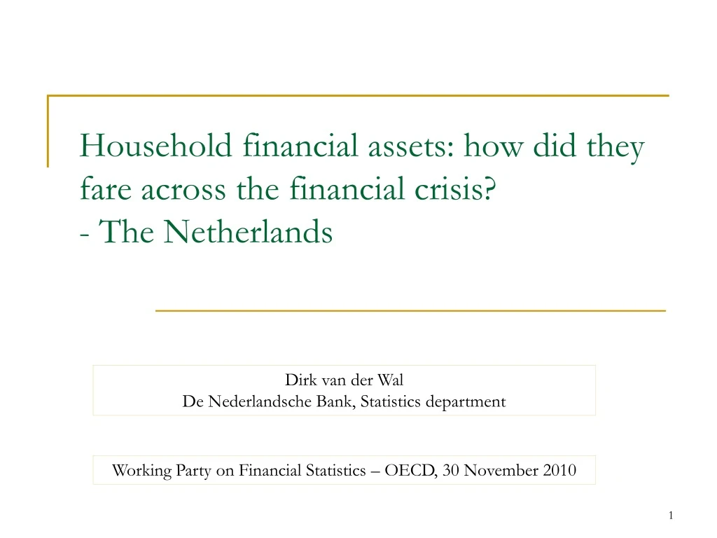 household financial assets how did they fare across the financial crisis the netherlands
