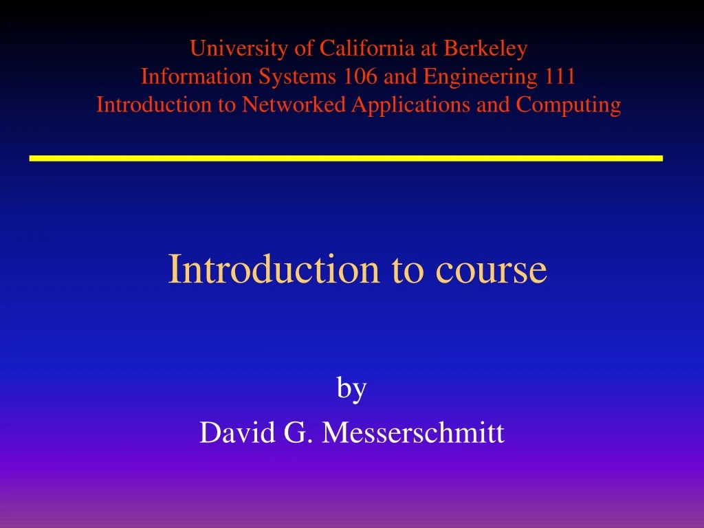 introduction to course