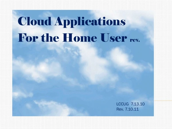 Cloud Applications For the Home User rev.
