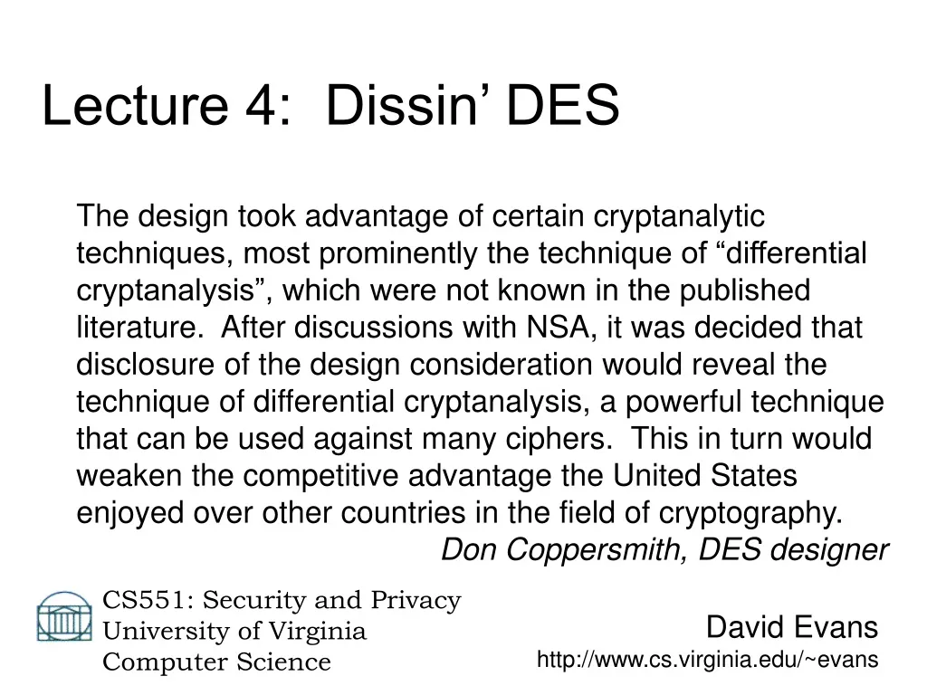 david evans http www cs virginia edu evans