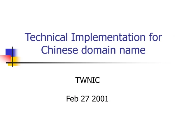 Technical Implementation for Chinese domain name