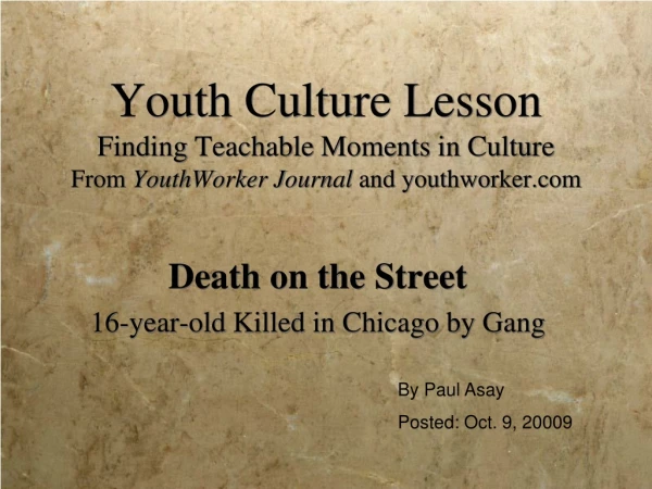 Death on the Street 16-year-old Killed in Chicago by Gang