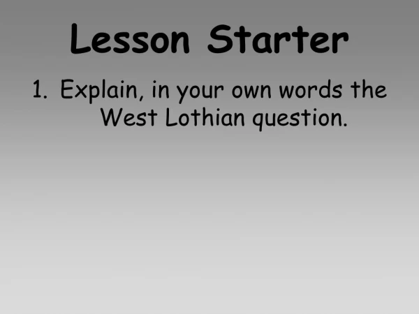 Lesson Starter