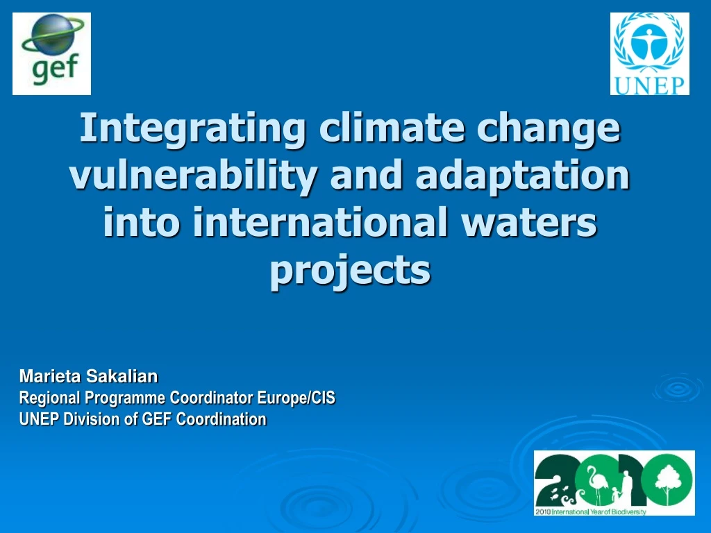 integrating climate change vulnerability and adaptation into international waters projects