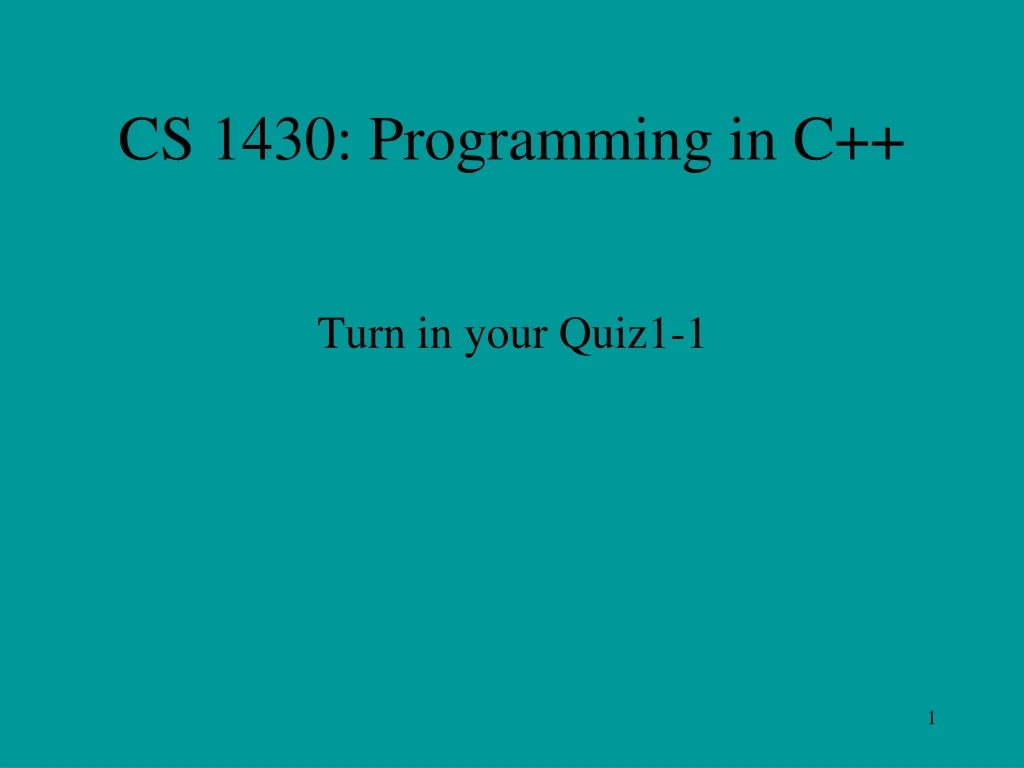 cs 1430 programming in c