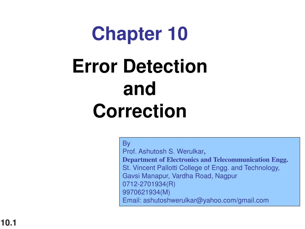 chapter 10 error detection and correction