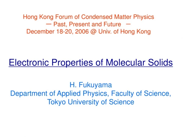 Electronic Properties of Molecular Solids