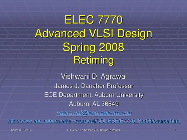 ELEC 7770 Advanced VLSI Design Spring 2008 Retiming