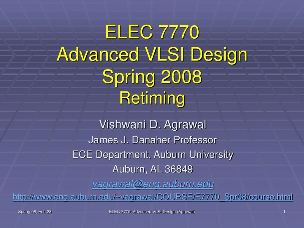 elec 7770 advanced vlsi design spring 2008 retiming