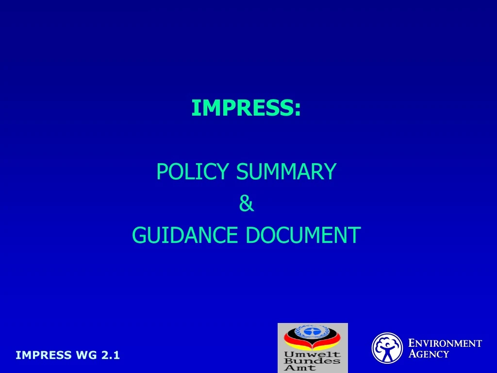 impress policy summary guidance document