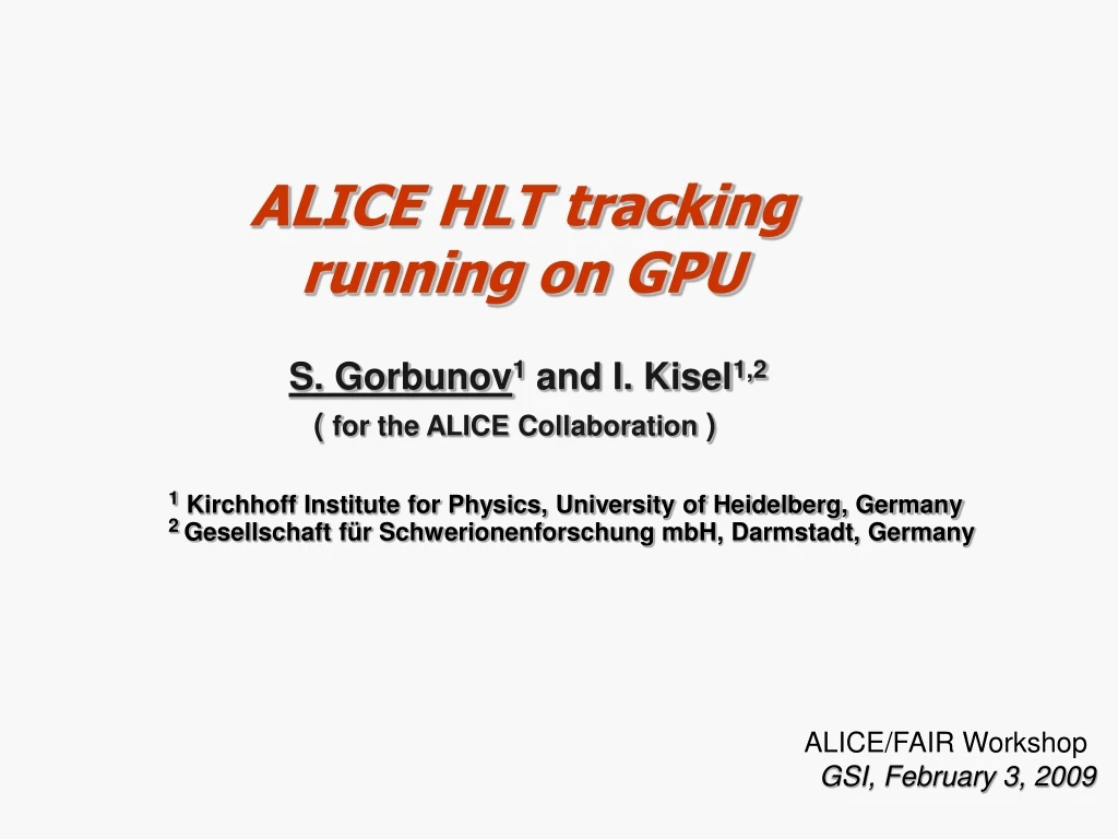 alice hlt tracking running on gpu