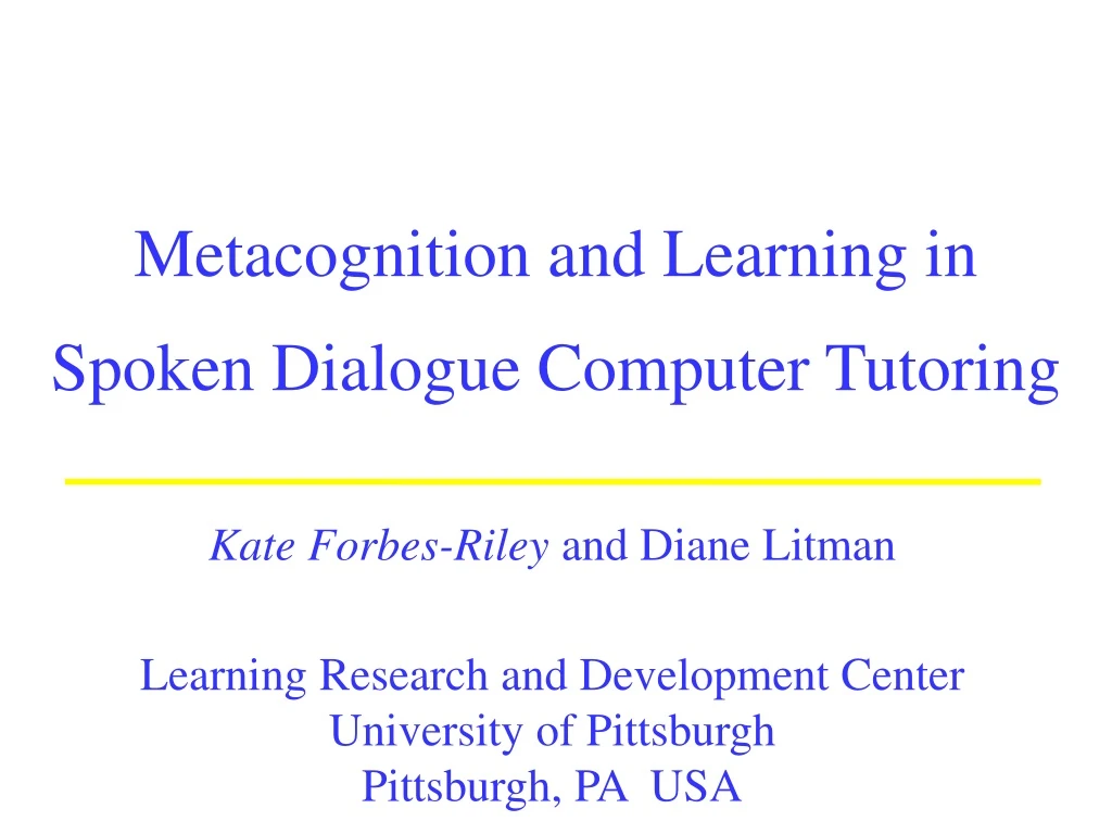 metacognition and learning in spoken dialogue computer tutoring