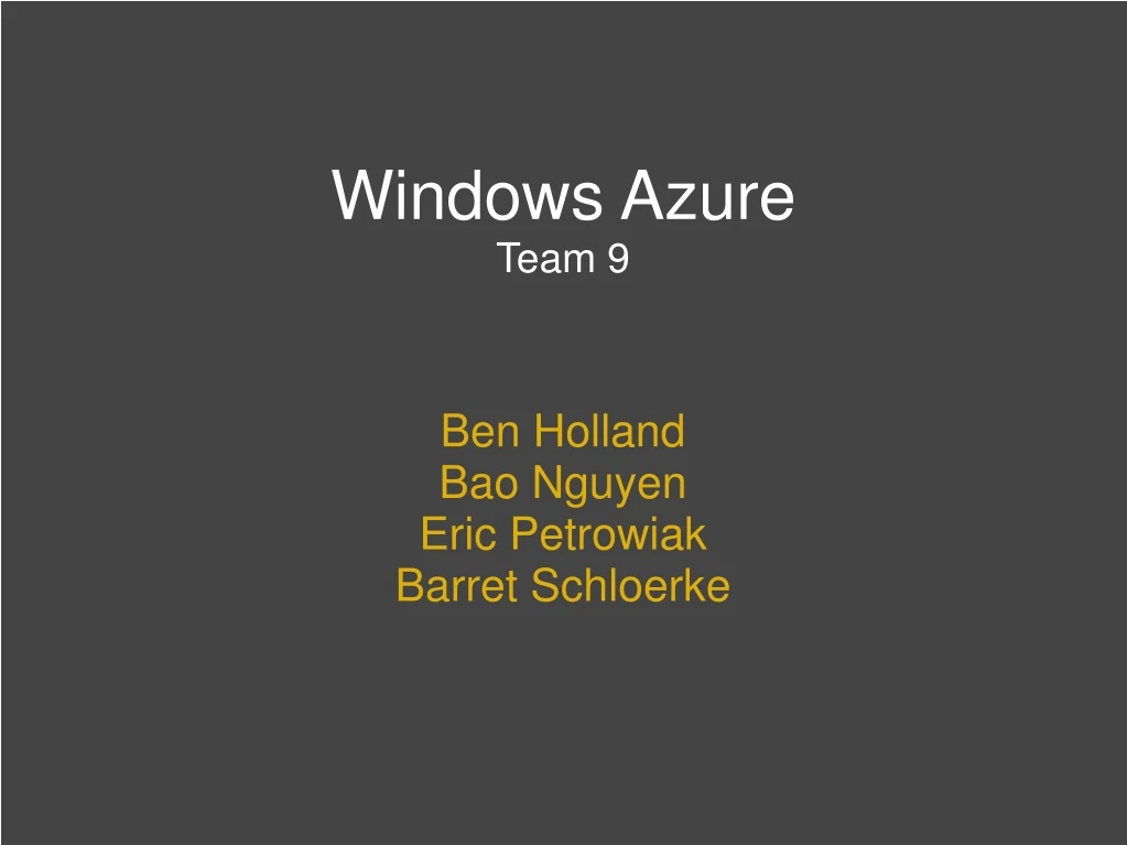 windows azure team 9