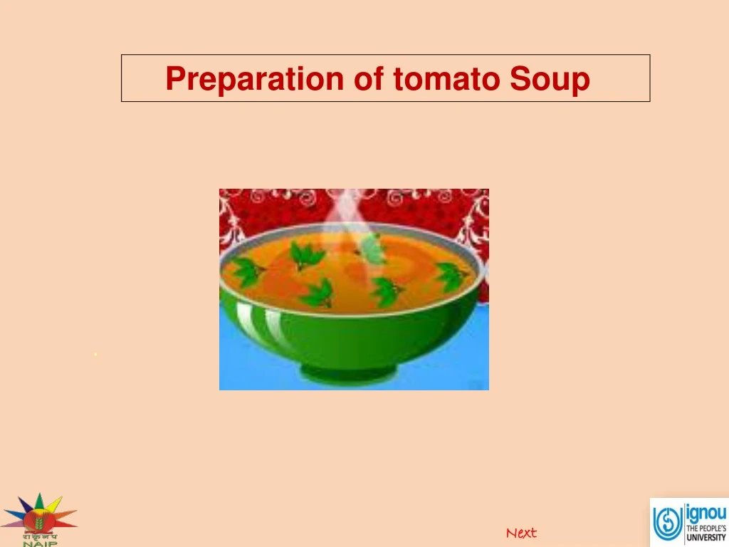 preparation of tomato soup